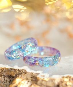 Blue Purple Iridescent Resin Ring | Holographic Fairy Mermaid Unicorn Fantasy Statement Jewelry for Women