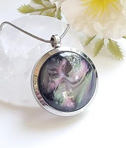 Aurora Borealis Locket Necklace | Large Keepsake Jewellery Lockets | Cremation Urn Jewelry | Memorial Ashes Pendant | Condolence Gifts
