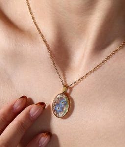 Real Pressed Forget Me Not and Queen Anne’s Lace Necklace, Memorial Keepsake Jewelry, Dried Wildflowers, Remembrance Necklace, Gift for Her