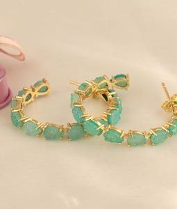 Natural Agate Druzy Hoop Earrings - Handmade Teardrop Studs Sugar Druzy Gemstone