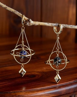 Celestial Orbit Dangle Earrings, Copper Resin Zircon