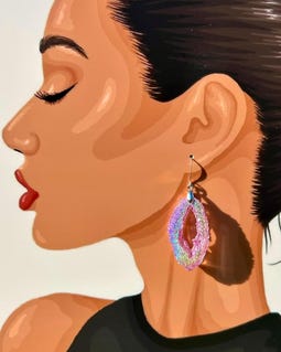 Lightweight Pink Holographic Geode Inspired Earrings
