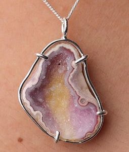 Peach Geode Druzy Pendant